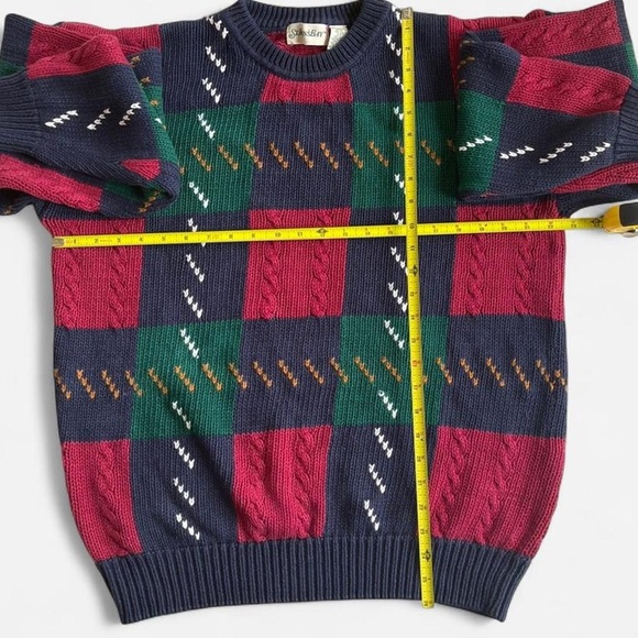 Vintage St. John’s Bay Chunky Color Block Knit Red Green Blue Crewneck Sweater - Picture 4 of 8